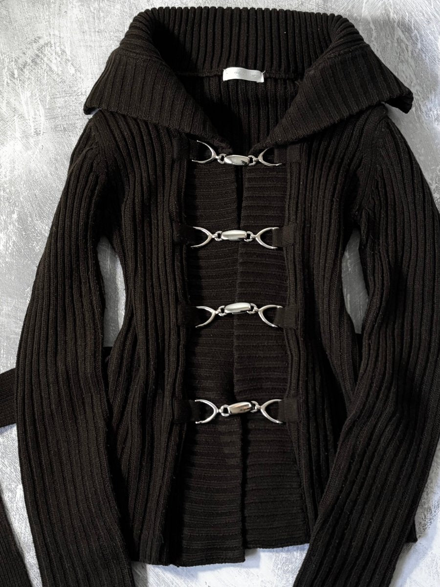 Artemis Buckle Knit Cardigan - MIDNIGHT FAE