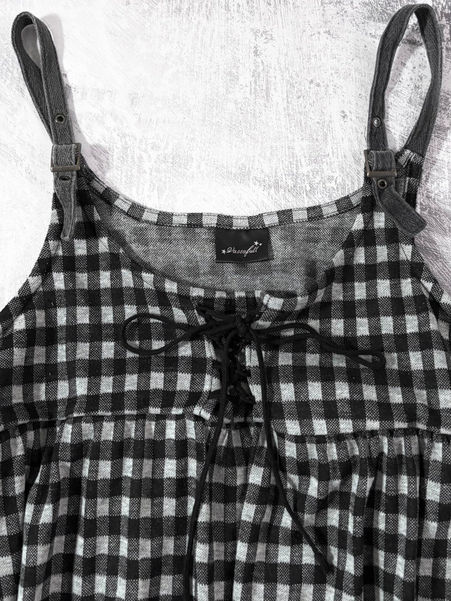Gingham Plaid Dress - MIDNIGHT FAE