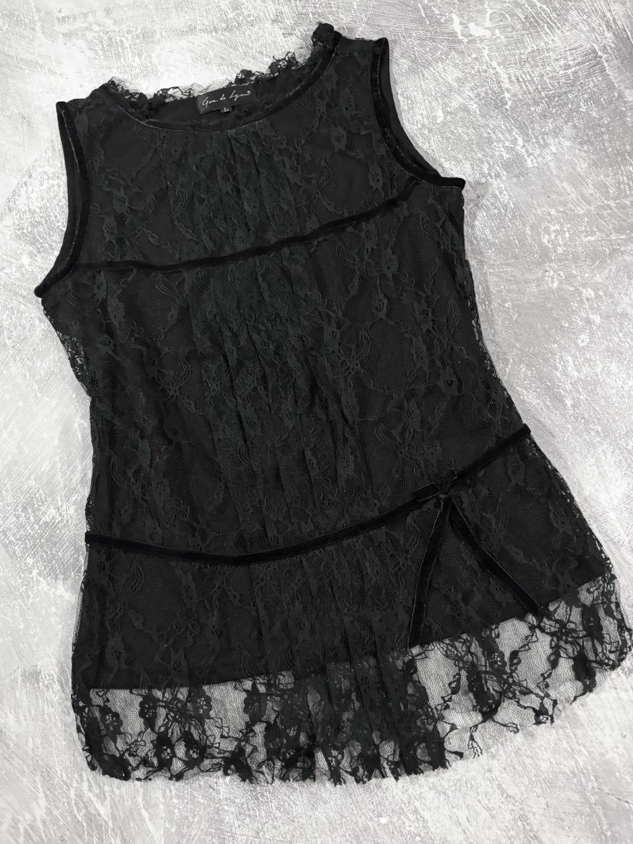 Lyon Pleated Lace Top - MIDNIGHT FAE