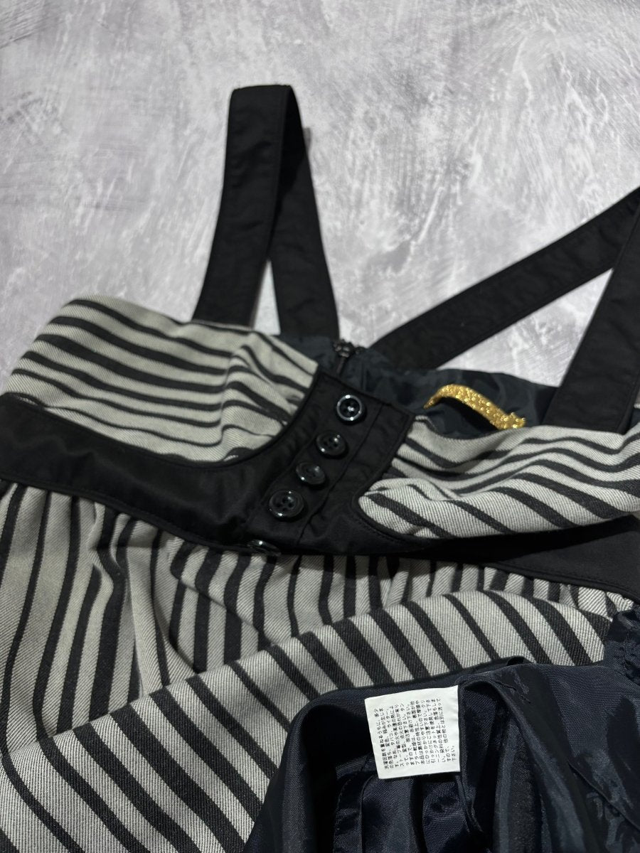 Noir Striped Babydoll Dress - MIDNIGHT FAE