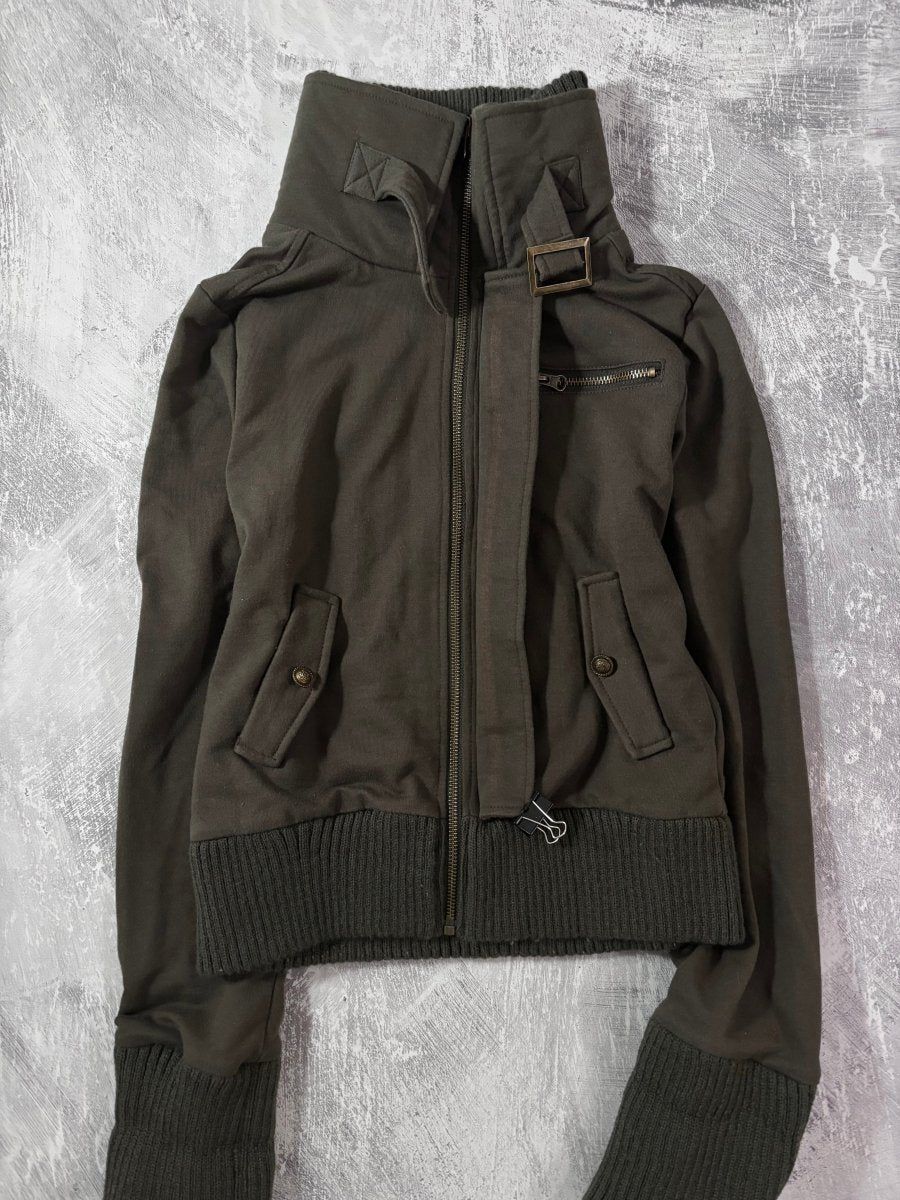 Alone Khaki Zip Up Jacket - MIDNIGHT FAE