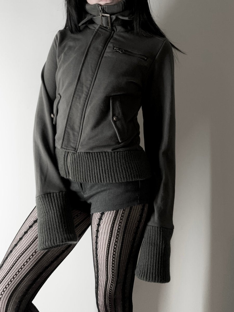 Alone Khaki Zip Up Jacket - MIDNIGHT FAE