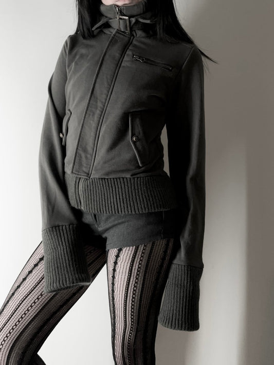 Alone Khaki Zip Up Jacket - MIDNIGHT FAE