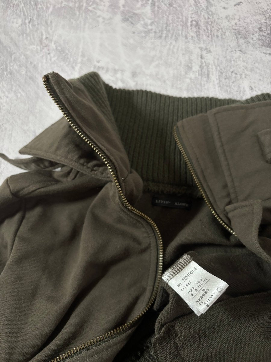 Alone Khaki Zip Up Jacket - MIDNIGHT FAE