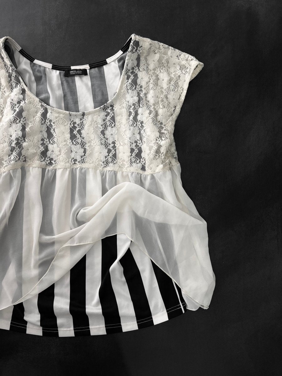 Amnesia Striped Blouse - MIDNIGHT FAE