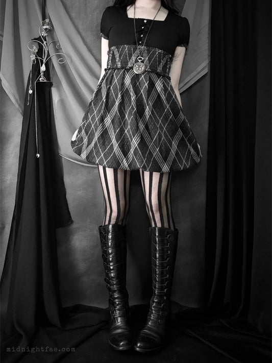Argyle Babydoll Dress - MIDNIGHT FAE
