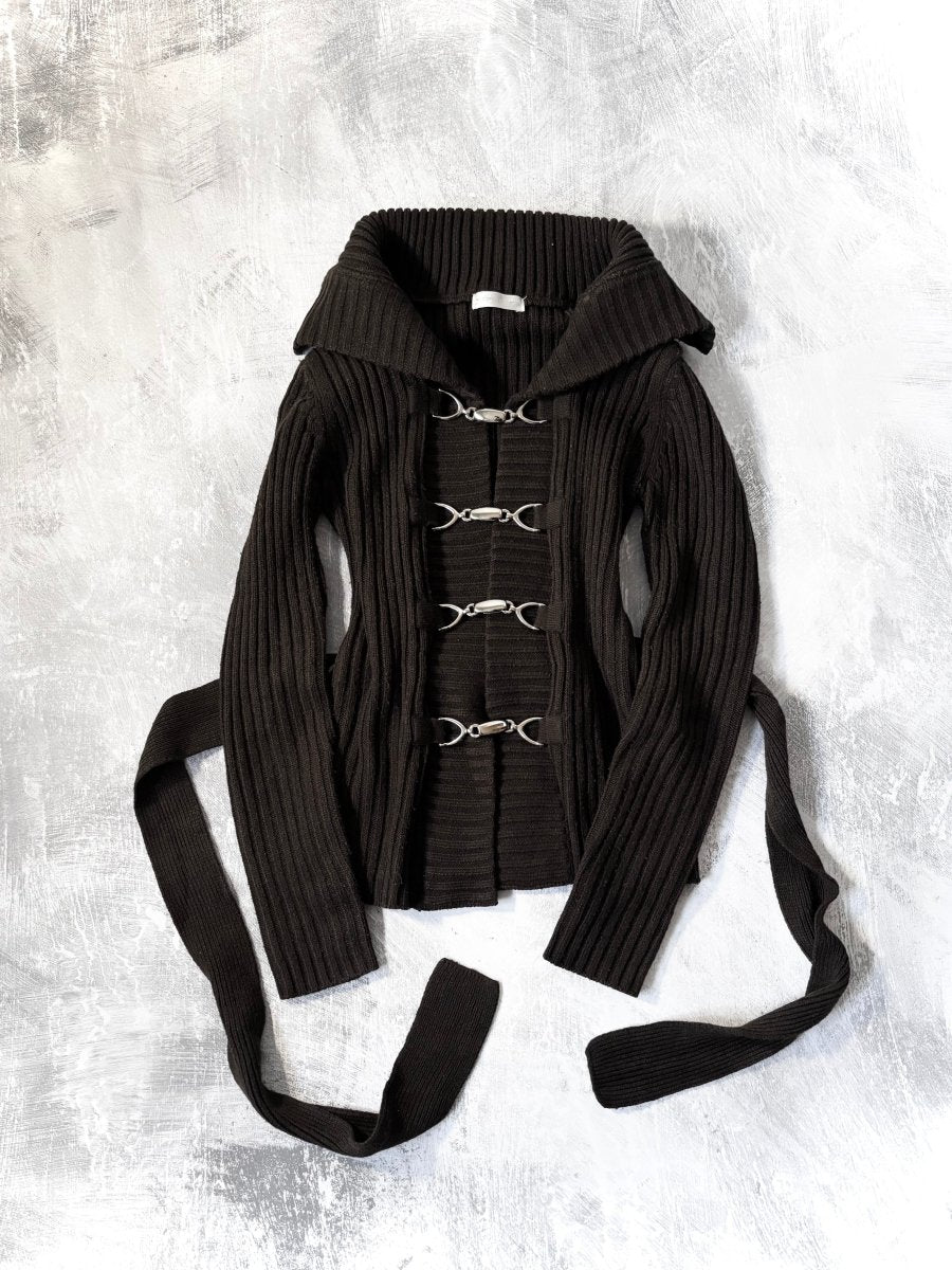 Artemis Buckle Knit Cardigan - MIDNIGHT FAE