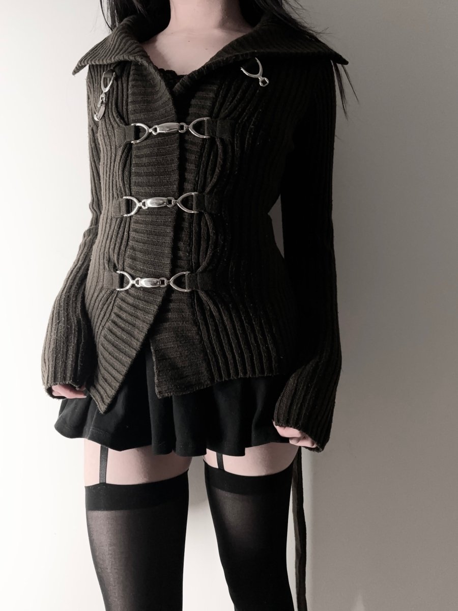 Artemis Buckle Knit Cardigan - MIDNIGHT FAE