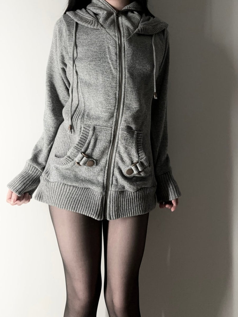 Ash Zip Up Hoodie Jacket - MIDNIGHT FAE