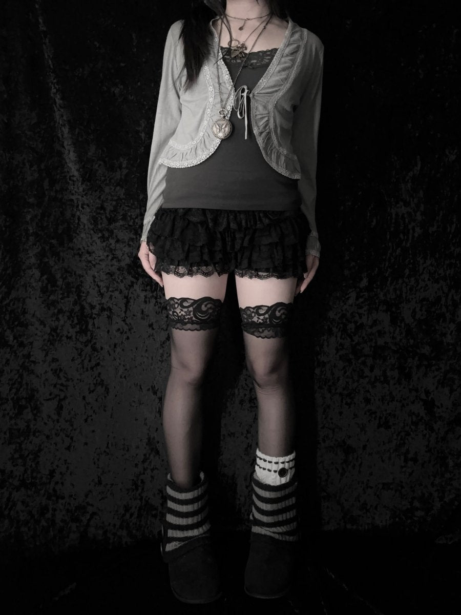 Ashen Tie-Up Cardigan - MIDNIGHT FAE