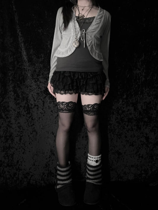 Ashen Tie-Up Cardigan - MIDNIGHT FAE