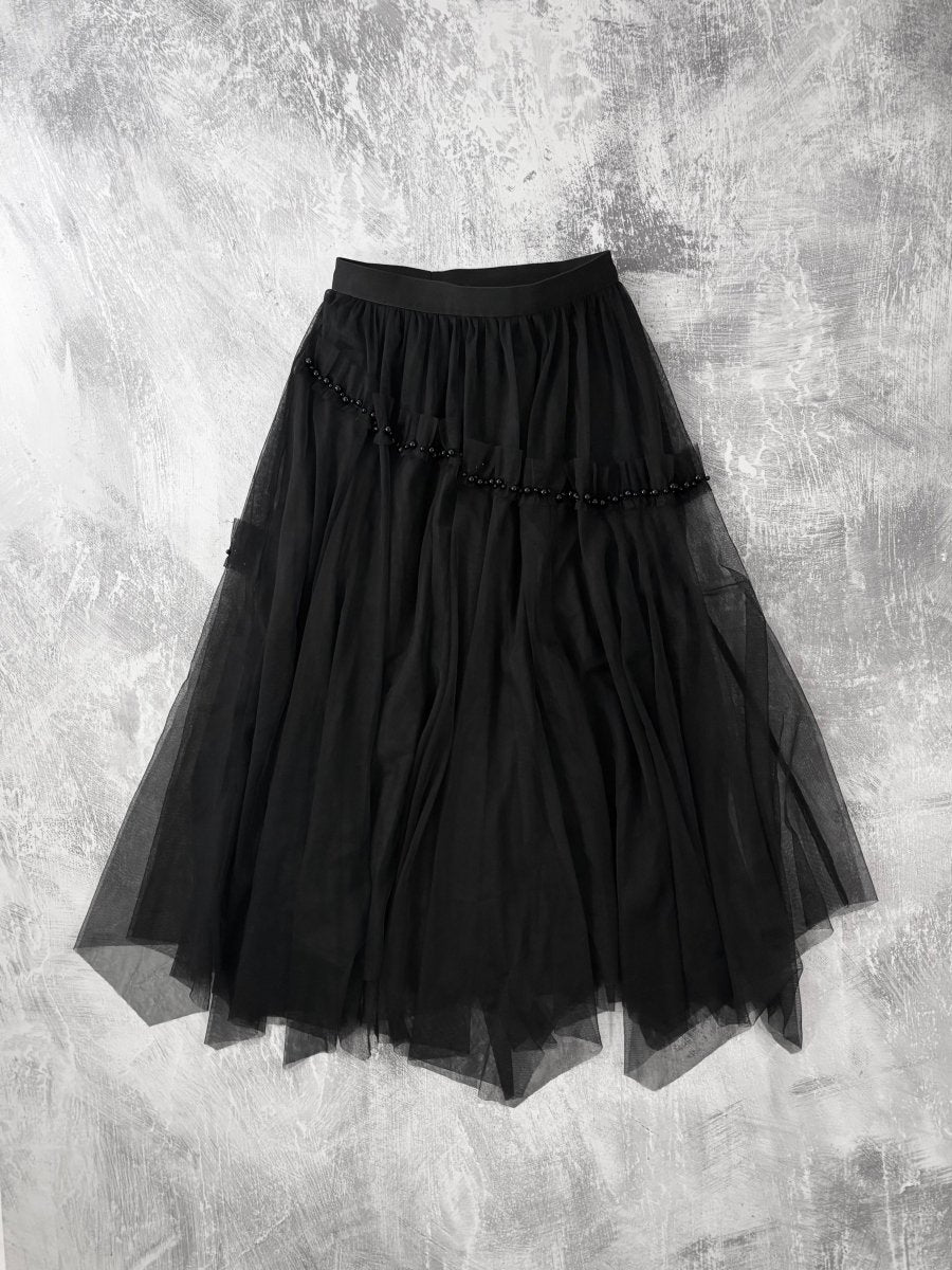 Asymmetric Tulle Skirt - MIDNIGHT FAE