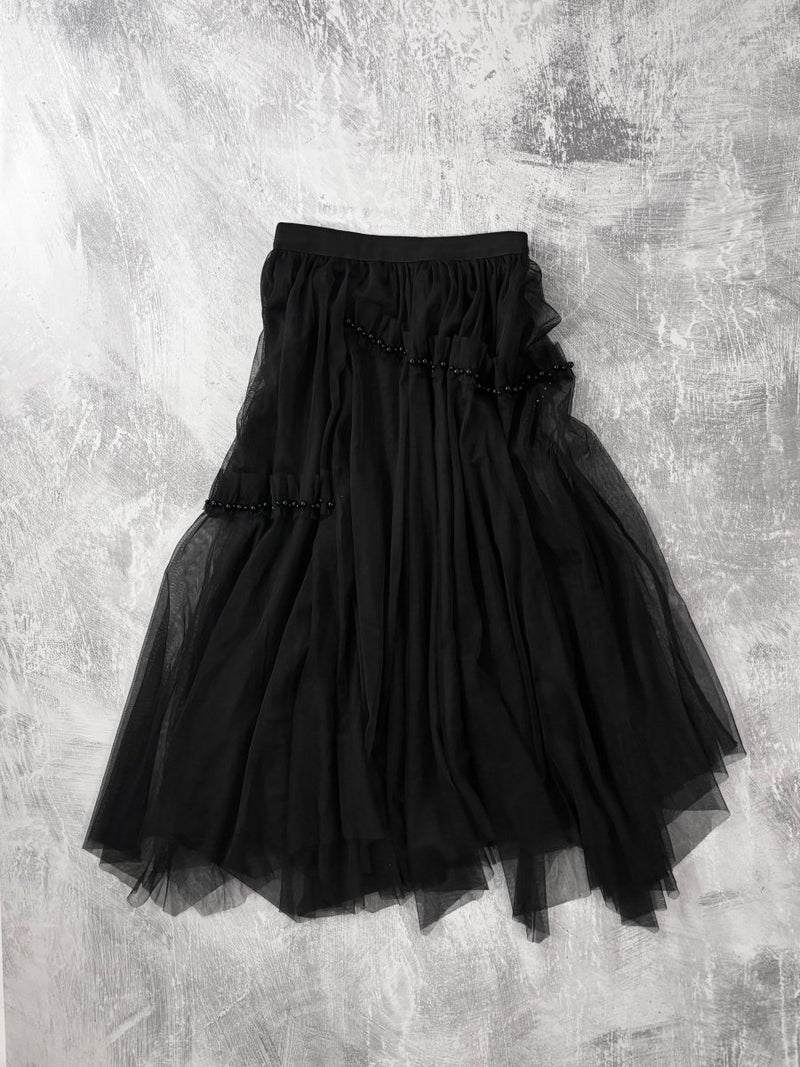 Asymmetric Tulle Skirt - MIDNIGHT FAE