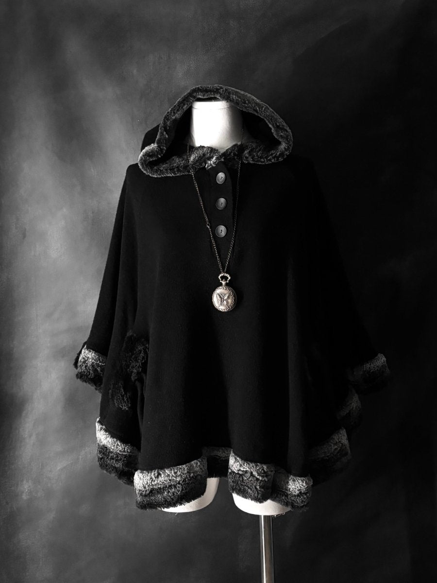 Avalanche Button Poncho - MIDNIGHT FAE