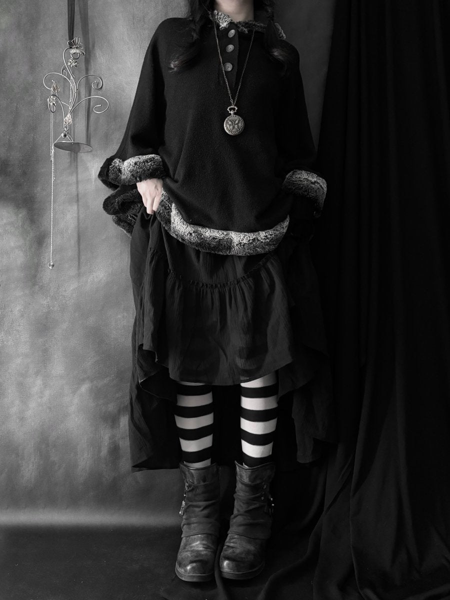 Avalanche Button Poncho - MIDNIGHT FAE