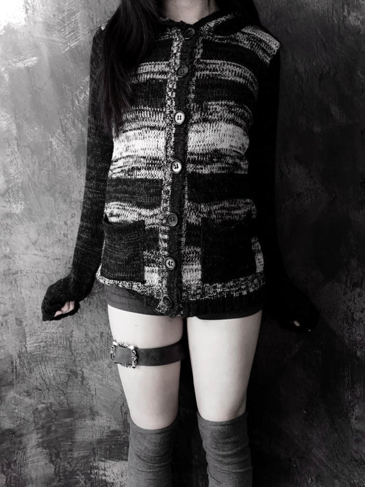 Badger Knit Cardigan - MIDNIGHT FAE
