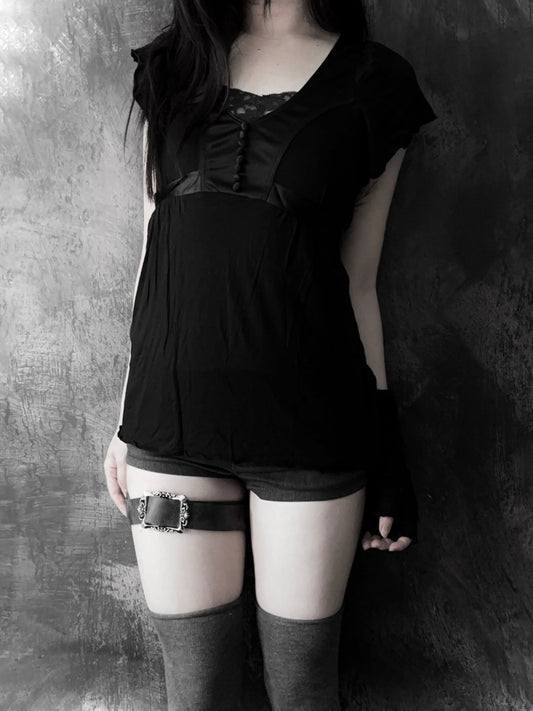 Beams Babydoll Top - MIDNIGHT FAE