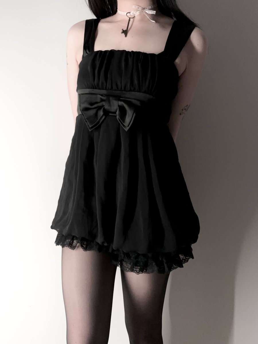Black Bow Babydoll Cami - MIDNIGHT FAE