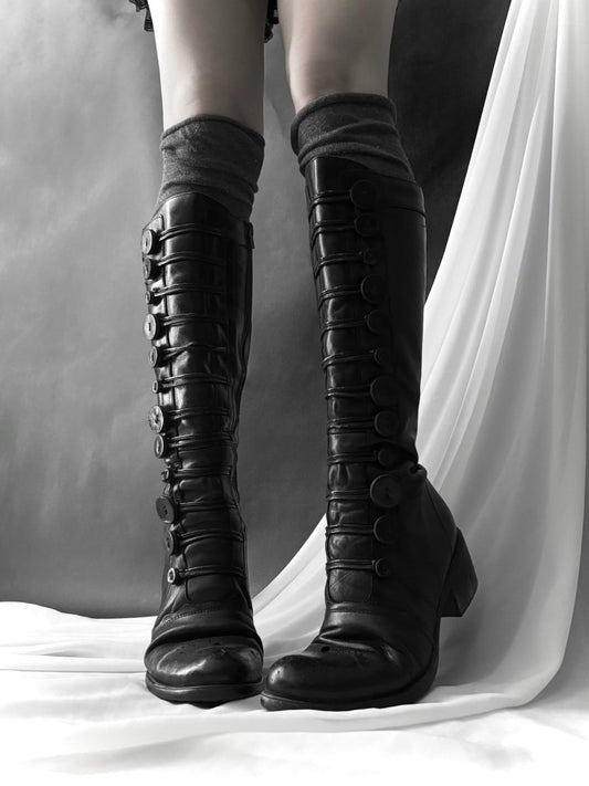 Black Button Boots - MIDNIGHT FAE