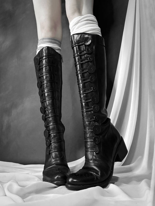 Black Button Boots II - MIDNIGHT FAE