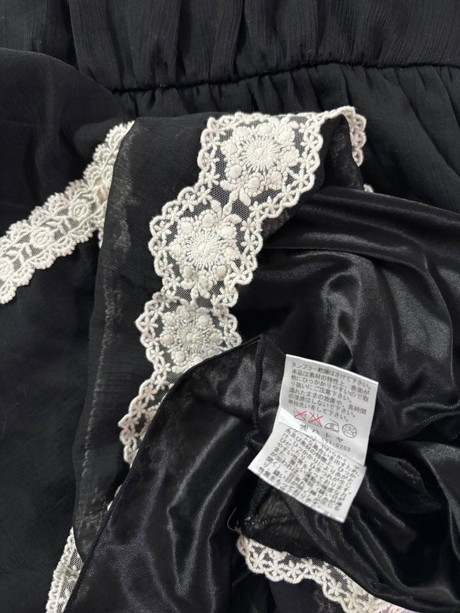 Black Frilly Lace Blouse - MIDNIGHT FAE