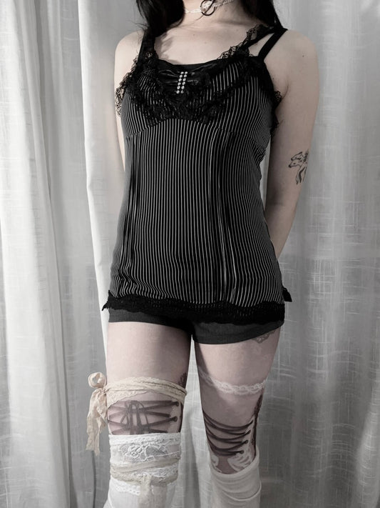 Black Pinstripe Cami (BNWT) - MIDNIGHT FAE