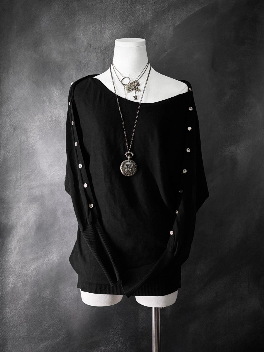 Black Slouchy Tunic - MIDNIGHT FAE