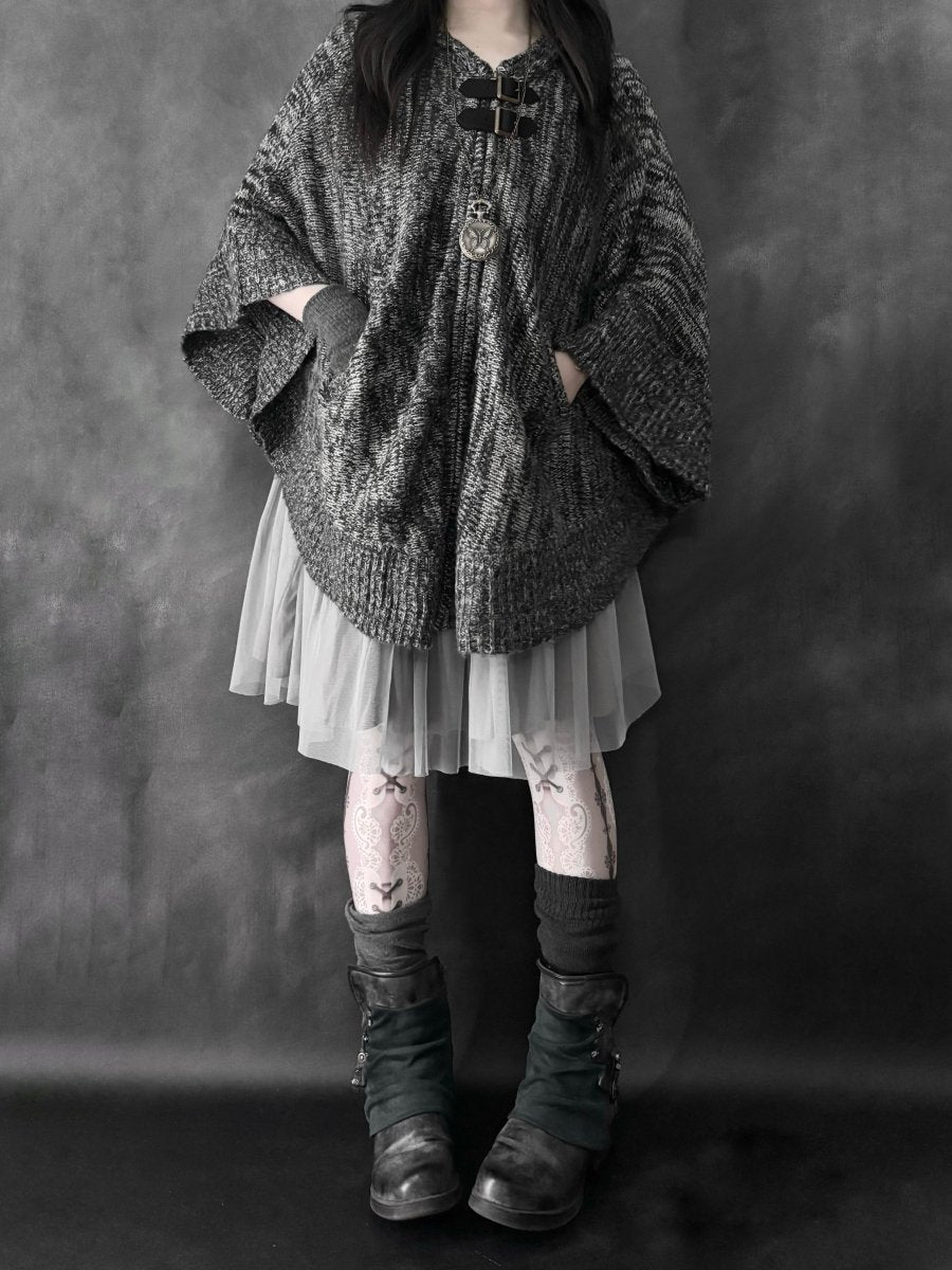 Borne Knit Poncho - MIDNIGHT FAE