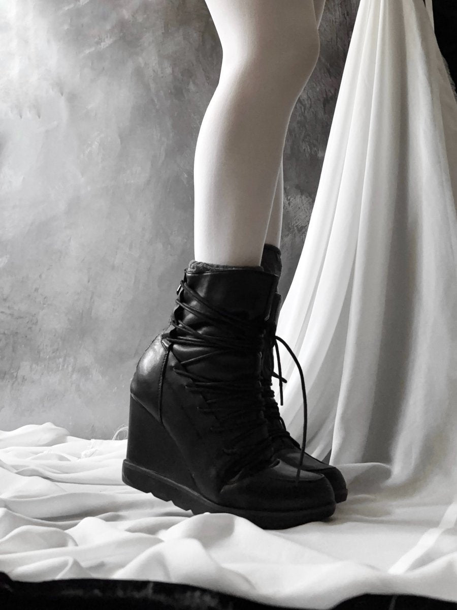 Bound Leather Boots - MIDNIGHT FAE