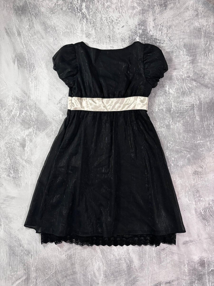 Bow Belt Babydoll Mini Dress - MIDNIGHT FAE