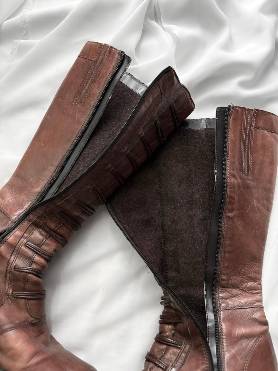 Brown Button Boots - MIDNIGHT FAE