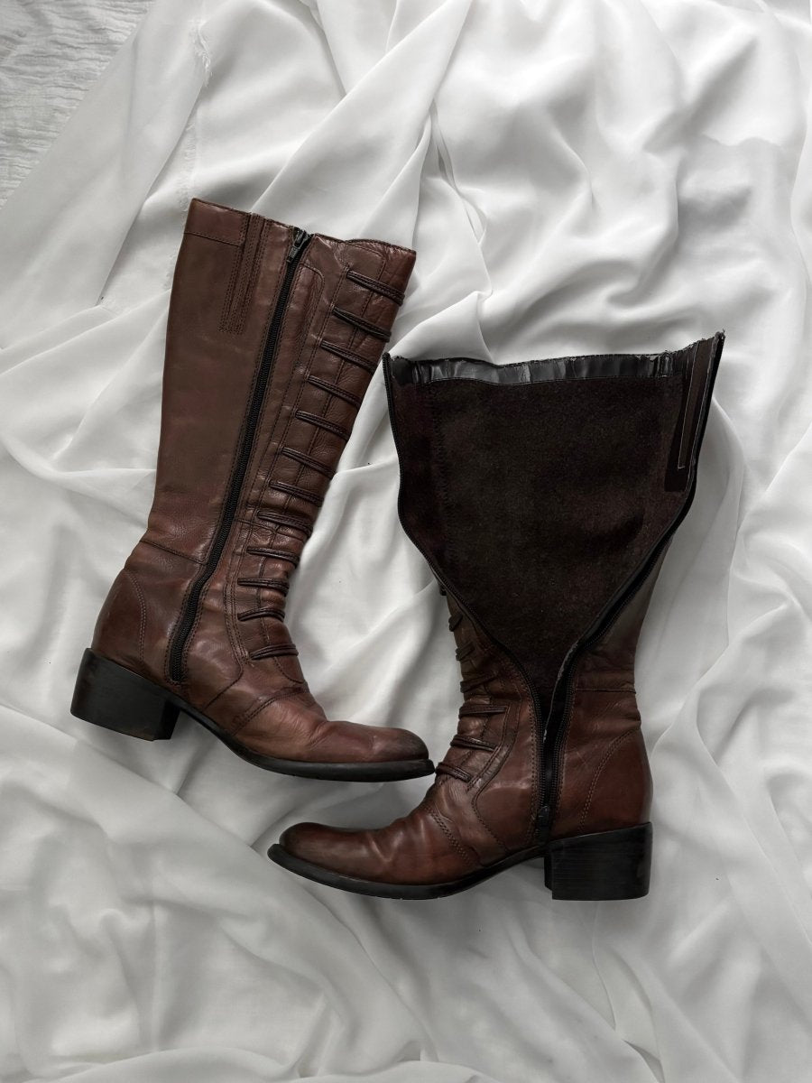 Brown Button Boots - MIDNIGHT FAE