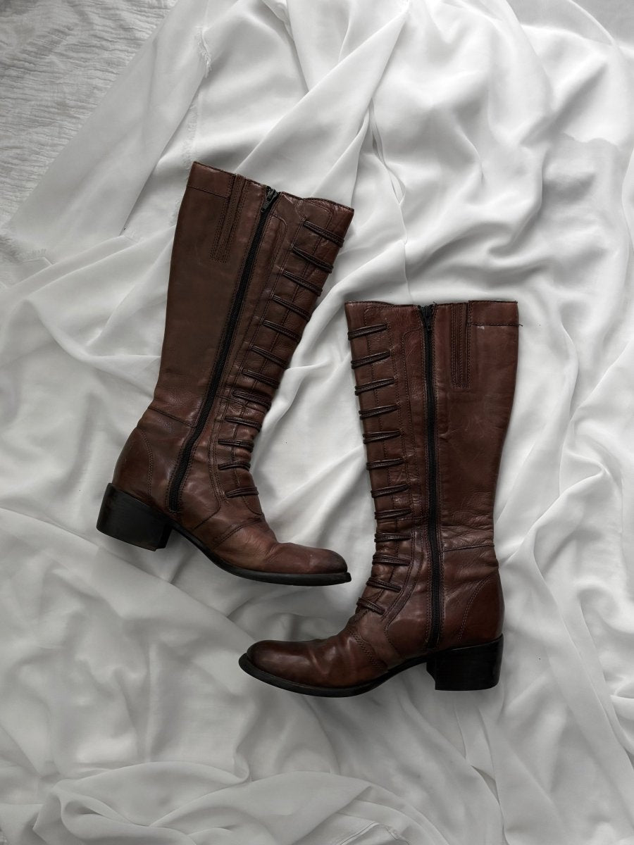 Brown Button Boots - MIDNIGHT FAE