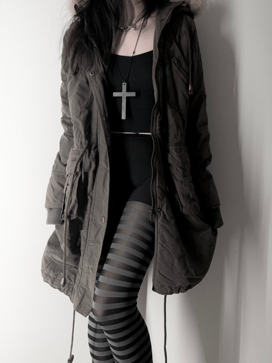 Brown Khaki Parka Coat - MIDNIGHT FAE