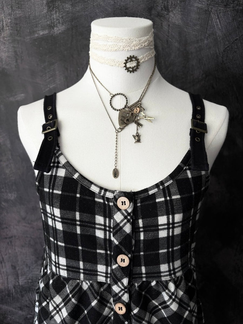 Buckle Plaid Dress - MIDNIGHT FAE