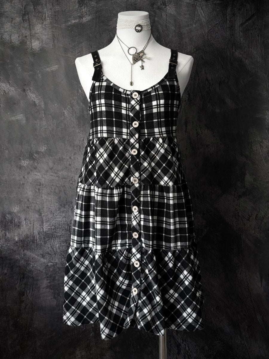 Buckle Plaid Dress - MIDNIGHT FAE