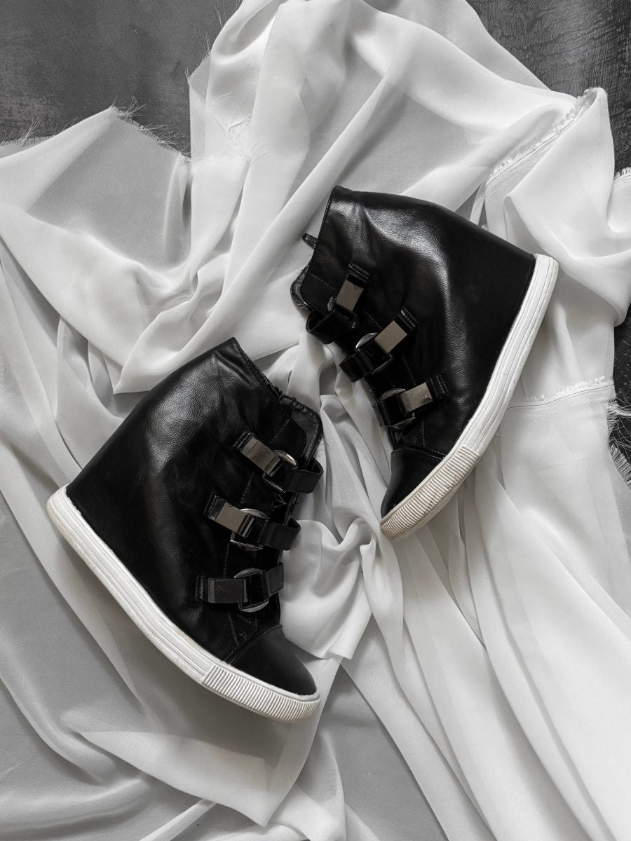 Buckle Wedge Sneakers - MIDNIGHT FAE