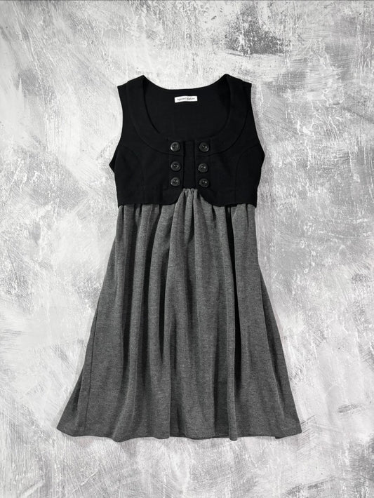 Button Vest Mini Dress - MIDNIGHT FAE