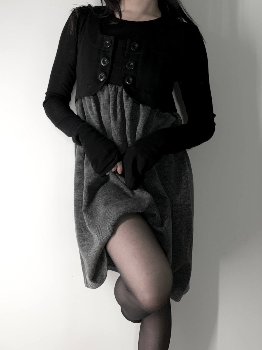 Button Vest Mini Dress - MIDNIGHT FAE