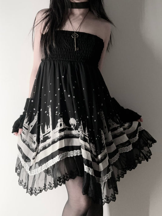 Castles Babydoll Dress - MIDNIGHT FAE