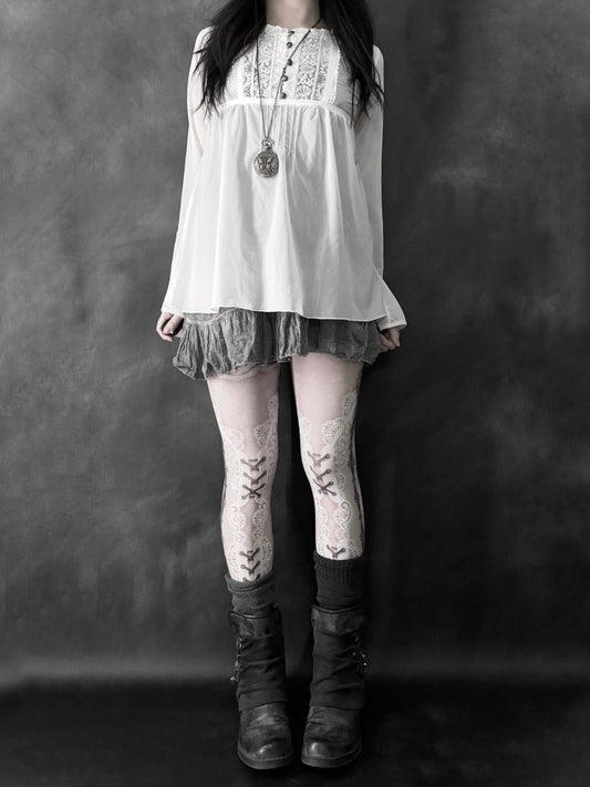 Cecily White Blouse - MIDNIGHT FAE