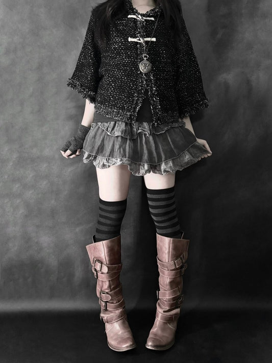 Chez-voeu Grey Poncho - MIDNIGHT FAE