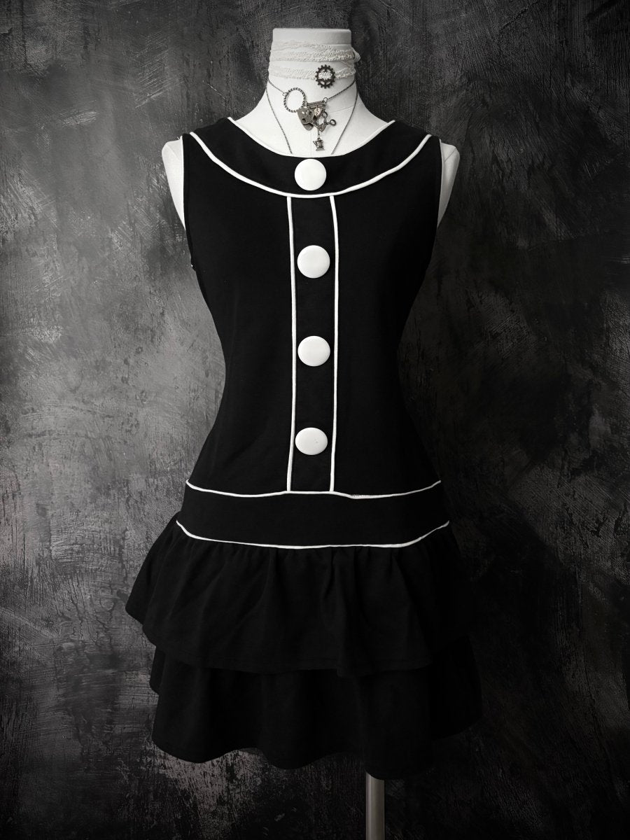 Clockwork Button Dress - MIDNIGHT FAE
