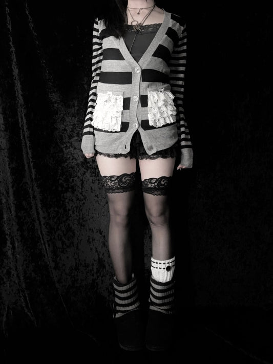 Daisy Striped Cardigan (BNWT) - MIDNIGHT FAE