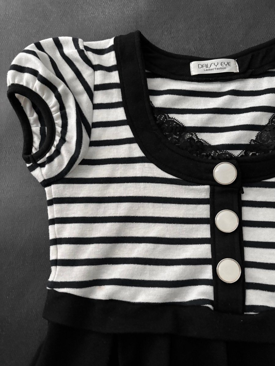 Daisy Striped Dress - MIDNIGHT FAE