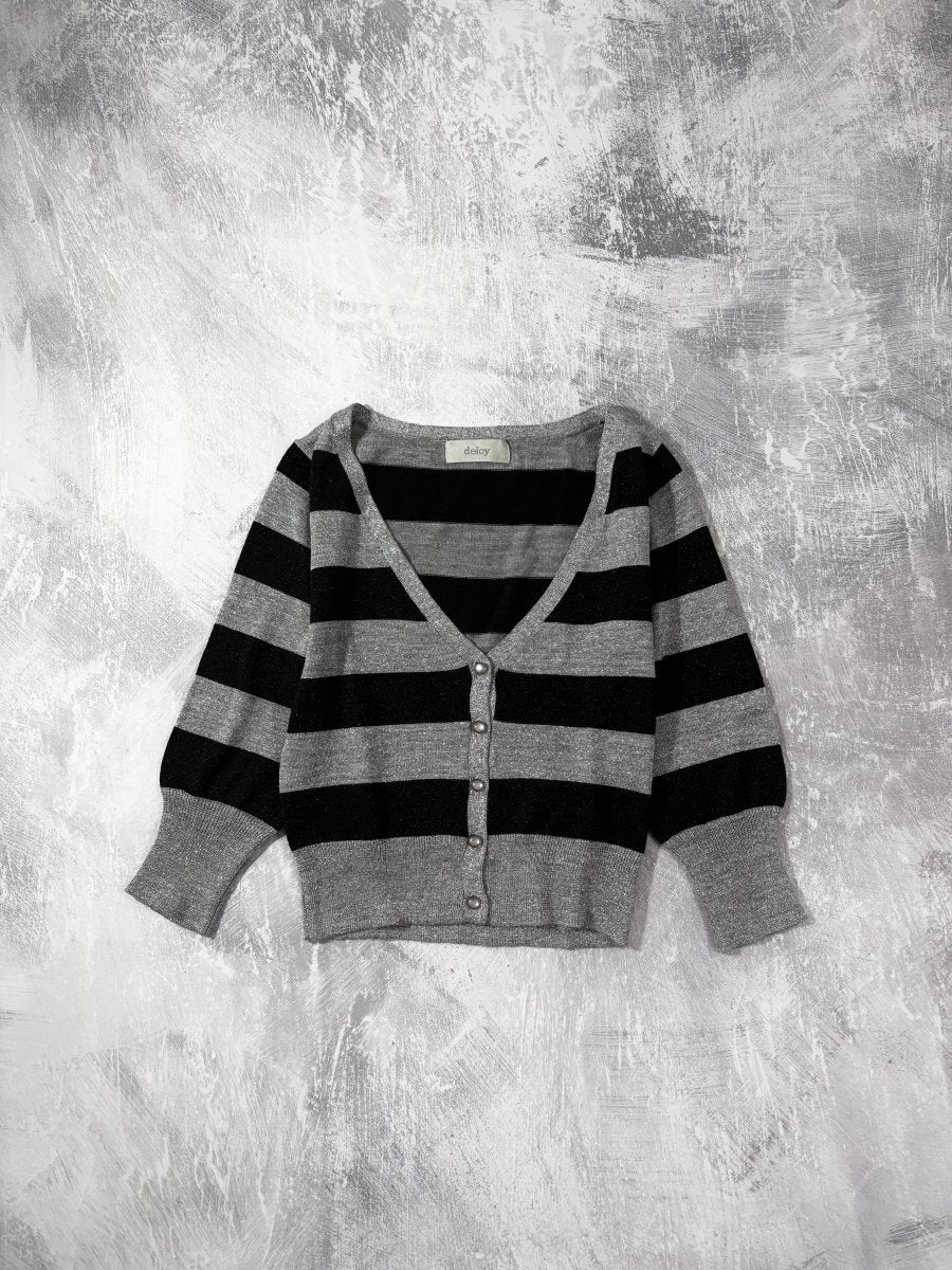 Deicy Striped Knit Cardigan - MIDNIGHT FAE