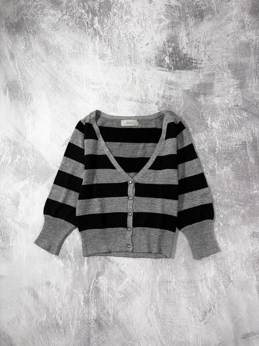 Deicy Striped Knit Cardigan - MIDNIGHT FAE