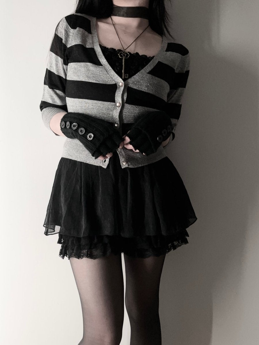 Deicy Striped Knit Cardigan - MIDNIGHT FAE