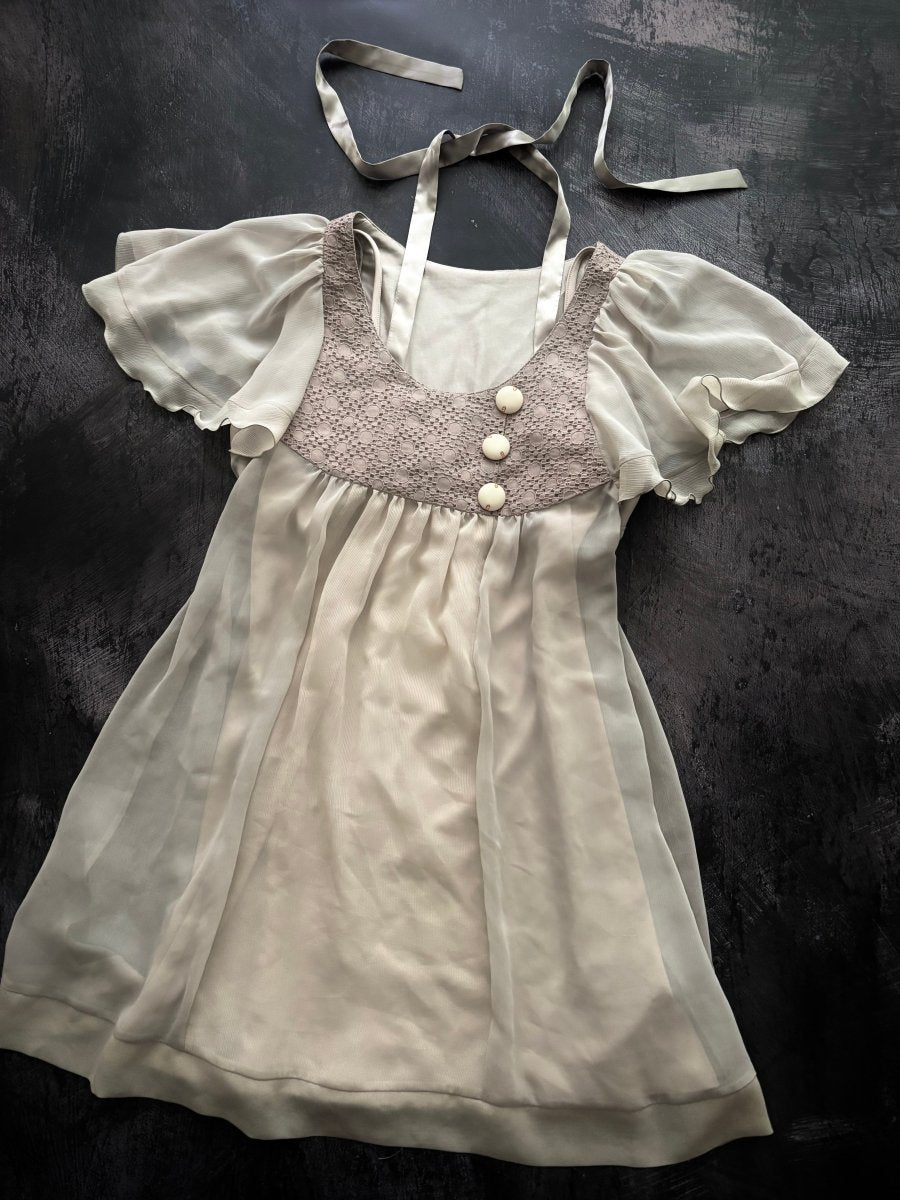 Doll Button Mini Dress - MIDNIGHT FAE