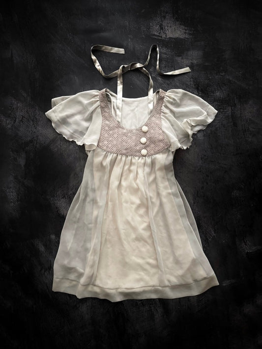 Doll Button Mini Dress - MIDNIGHT FAE